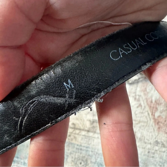 Vintage Italian Genuine Leather Belt Silver Design Style Medium Casual Corner - Picture 5 of 8